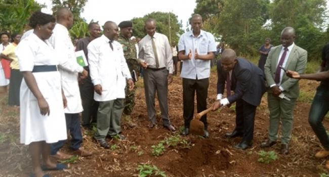 The RDC Darius Nandinda Breaking the Ground for the Construction of Masindi Hospital Staff Quarters